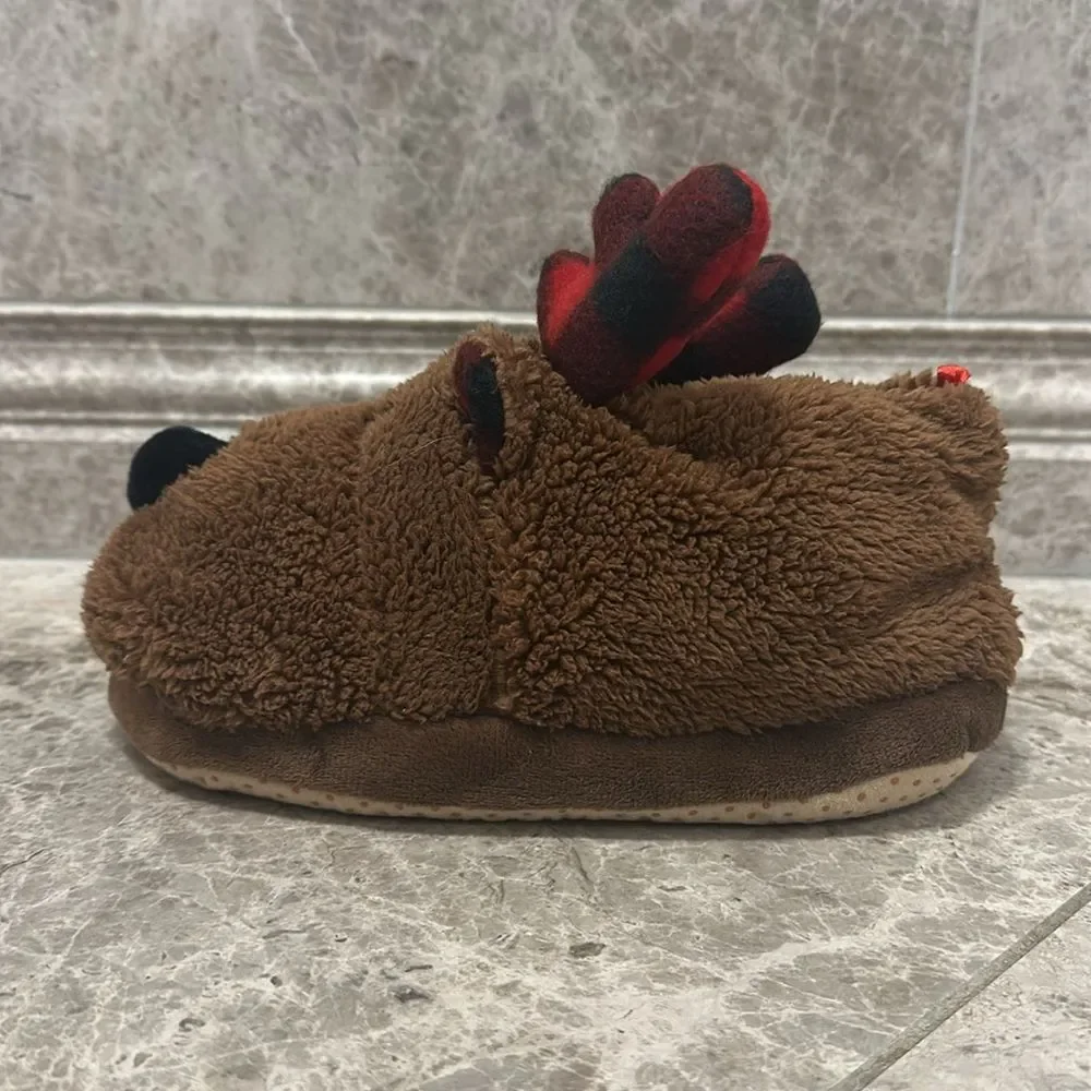 Old Navy Faux-Fur Reindeer Slippers For Kids Size 1-2
